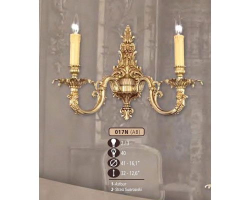 Бра 017N 017N/2 AB ASFOUR Riperlamp