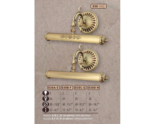 Подсветка для картин 030F 030F/2 AQ NO ADORNMENTS Riperlamp