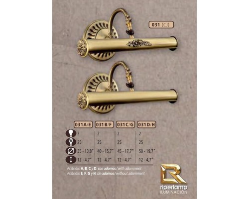 Подсветка для картин 031C 031C/2 CJ WITH ADORNMENTS Riperlamp