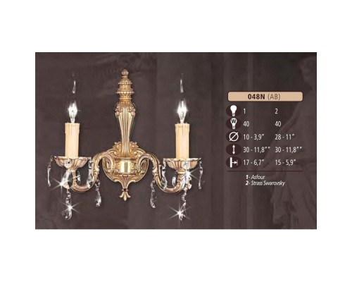 Бра 048N 048N/2 AB SWAROVSKI Riperlamp