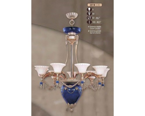 Подвесная люстра 201B 201B/9 CB COBALT/GARNET CERAM. - AMBER CRYST. Riperlamp