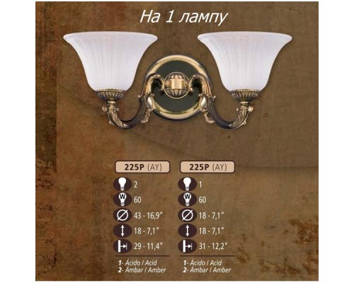 Бра 225P 225P/1 AY AMBER Riperlamp