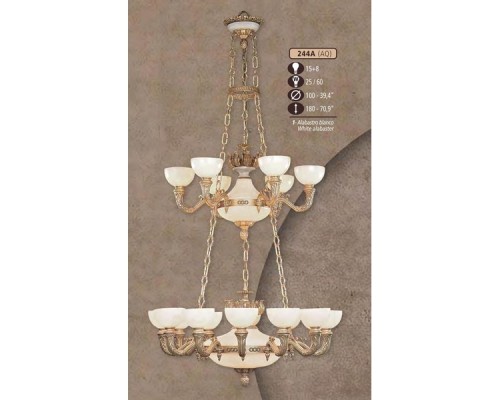Подвесная люстра 244A 244A/15+8 AQ WHITE/CREAM ALABASTER Riperlamp