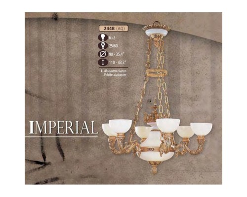 Подвесная люстра 244B 244B/6+2 AQ WHITE/CREAM ALABASTER Riperlamp