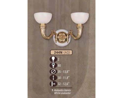 Бра 244N 244N/2 AQ WHITE/CREAM ALABASTER Riperlamp