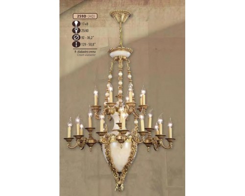 Подвесная люстра 259D 259D/17+8 AQ CREAM ALABASTER Riperlamp