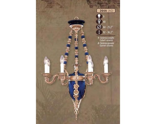 Подвесная люстра 264A 264A/9 AQ COBALT/GARNET CERAMIC Riperlamp