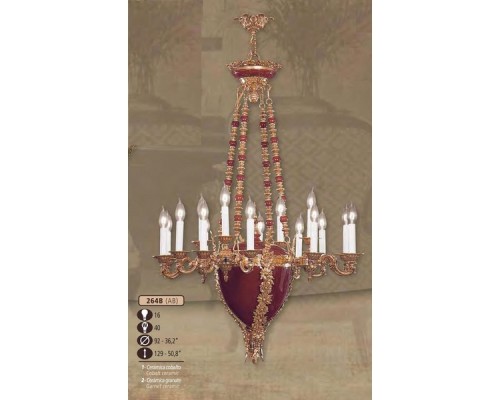 Подвесная люстра 264B 264B/16 AB COBALT/GARNET CERAMIC Riperlamp