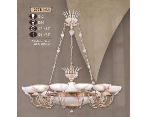Подвесная люстра 277B 277B/12+2 AM WHITE ALABASTER Riperlamp