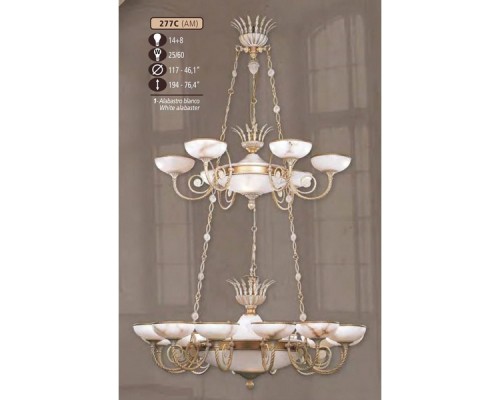 Подвесная люстра 277C 277C/14+8 AM WHITE ALABASTER Riperlamp