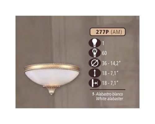 Настенный светильник 277P 277P/1 AM WHITE ALABASTER Riperlamp