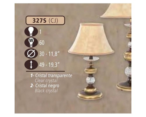 Интерьерная настольная лампа 327S 327S/1 CJ CLEAR GLASS-CREAM SHADE Riperlamp