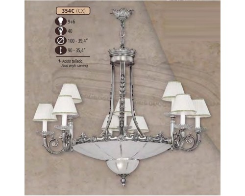 Подвесная люстра 354C 354C/9+6 CX ACID W/CARVING, CREAM SHADE Riperlamp