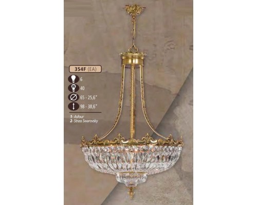 Подвесная люстра 354F 354F/6 EA CRYSTAL ASFOUR Riperlamp