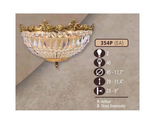 Настенный светильник 354P 354P/2 EA CRYSTAL ASFOUR Riperlamp