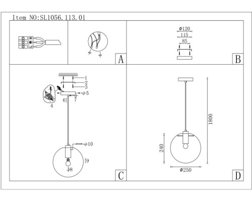 Подвесной светильник Noor SL1056.113.01 ST Luce