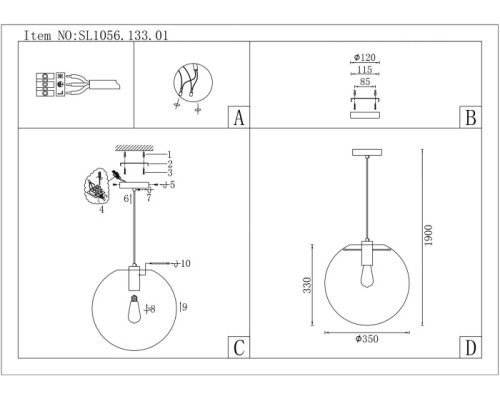 Подвесной светильник Noor SL1056.133.01 ST Luce