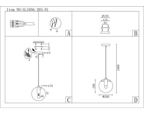Подвесной светильник Noor SL1056.203.01 ST Luce