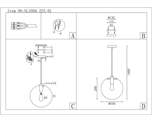Подвесной светильник Noor SL1056.223.01 ST Luce
