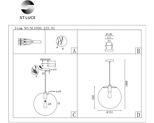 Подвесной светильник Noor SL1056.233.01 ST Luce