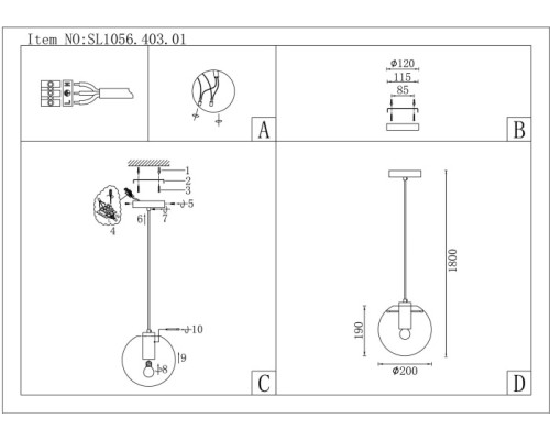 Подвесной светильник Noor SL1056.403.01 ST Luce