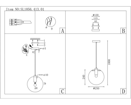 Подвесной светильник Noor SL1056.413.01 ST Luce