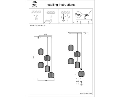 Подвесной светильник Gran SL1154.303.05 ST Luce