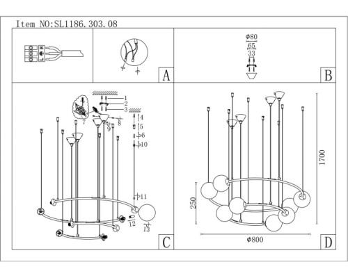 Подвесной светильник Arkos SL1186.303.08 ST Luce