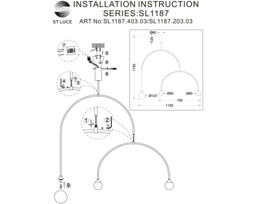 Подвесной светильник Vive SL1187.403.03 ST Luce