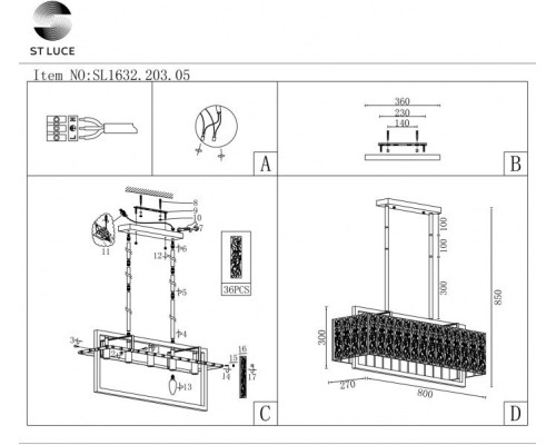 Подвесная люстра Mira SL1632.203.05 ST Luce