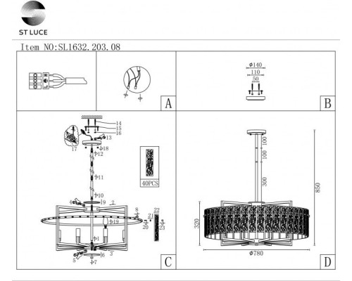 Подвесная люстра Mira SL1632.203.08 ST Luce