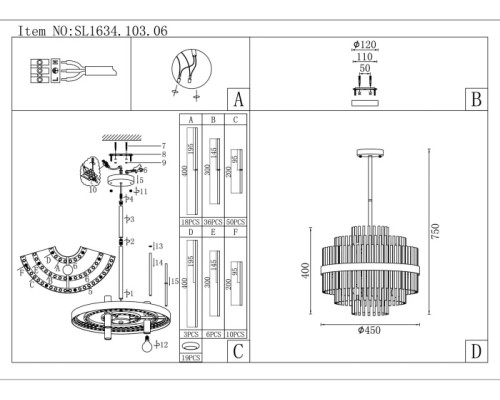 Потолочная люстра Rens SL1634.103.06 ST Luce
