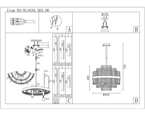 Потолочная люстра Rens SL1634.303.06 ST Luce