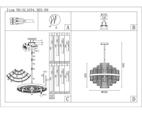 Потолочная люстра Rens SL1634.303.09 ST Luce