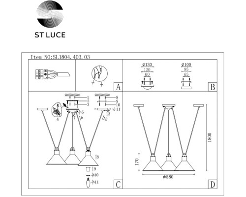 Подвесной светильник Svevo SL1804.403.03 ST Luce