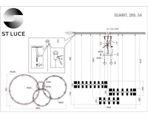 Подвесная люстра Gemina SL6007.203.54 ST Luce