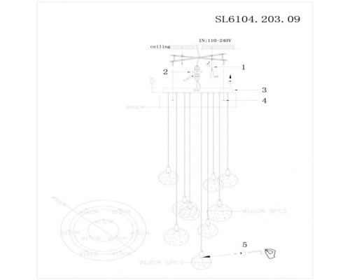 Подвесной светильник Montecelio SL6104.203.09 ST Luce