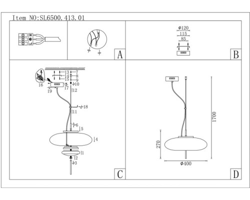 Подвесной светильник Helia SL6500.413.01 ST Luce