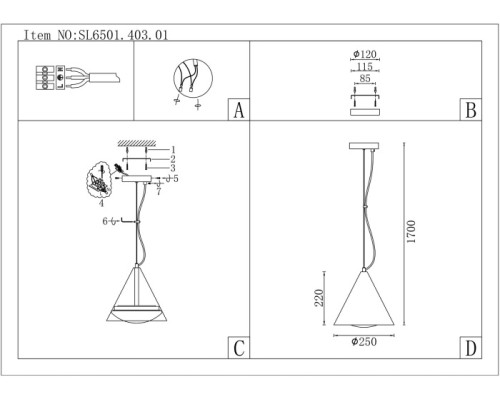 Подвесной светильник Tresor SL6501.403.01 ST Luce