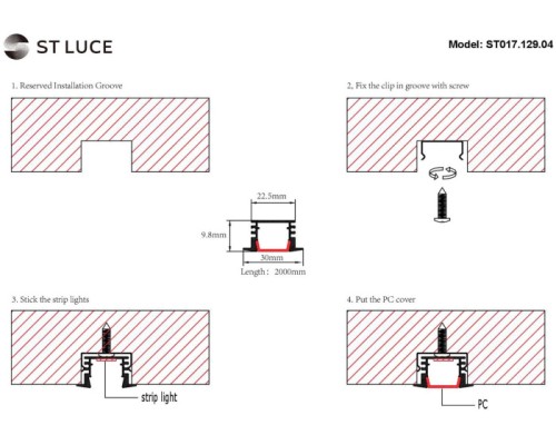 Профиль для светодиодной ленты Светодиодные ленты ST017.129.04 ST Luce