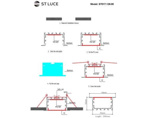 Профиль для светодиодной ленты Светодиодные ленты ST017.129.05 ST Luce