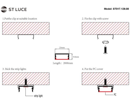 Профиль для светодиодной ленты Светодиодные ленты ST017.129.08 ST Luce