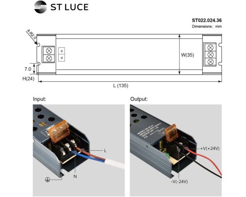 Блок питания для светодиодной ленты  ST022.024.36 ST Luce