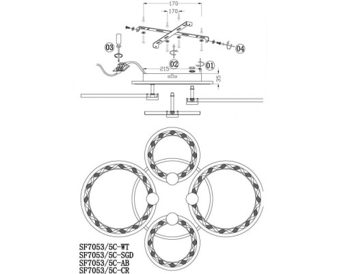 Потолочная люстра Floki SF7053/5C-AB-RGB Seven Fires