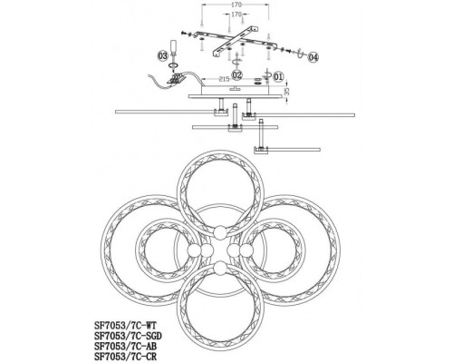 Потолочная люстра Floki SF7053/7C-WT-BL Seven Fires