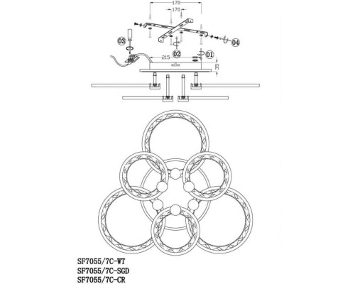 Потолочная люстра Ormarr SF7055/7C-WT-BL Seven Fires