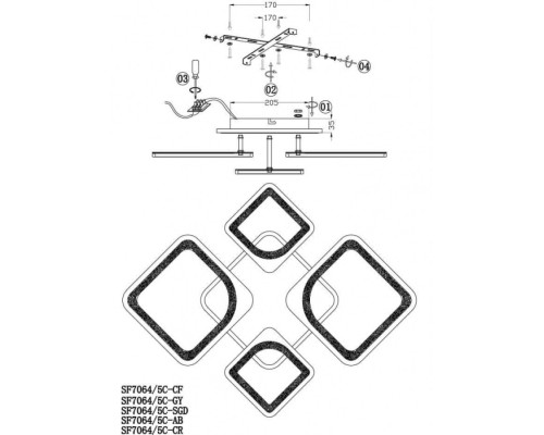 Потолочная люстра Kalle SF7064/5C-AB-BL Seven Fires