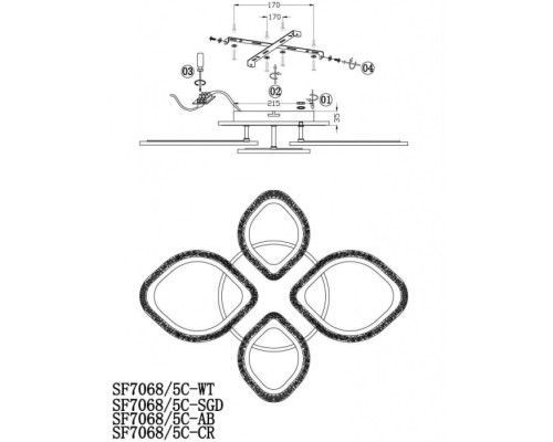 Потолочная люстра Lejv SF7068/5C-AB-RGB Seven Fires
