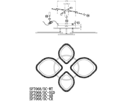 Потолочная люстра Lejv SF7068/5C-SGD-RGB Seven Fires