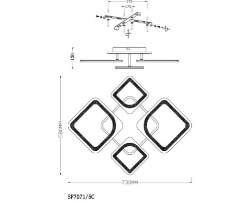 Потолочная люстра Kejl SF7071/5C-SGD-RGB Seven Fires